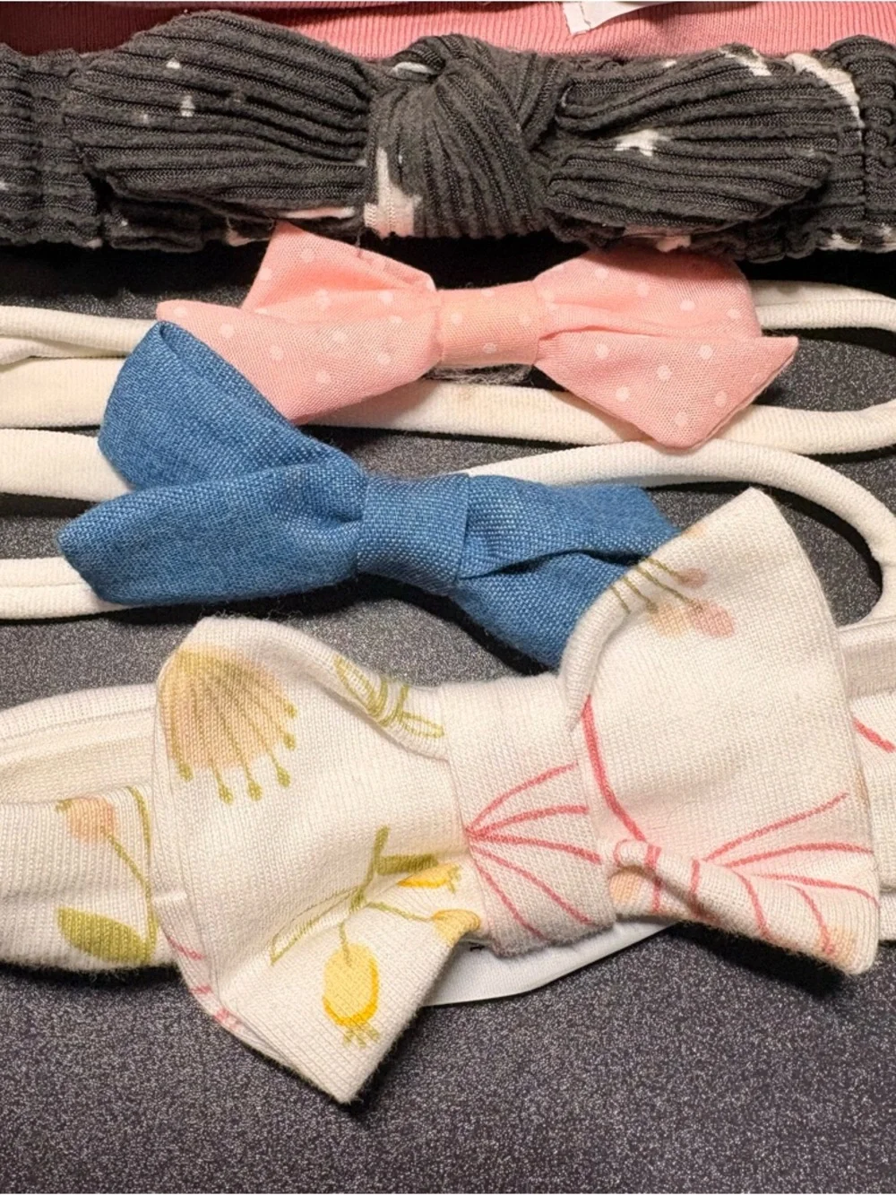 Girls' Floral & Bow Headband Set‎ - Pink, Gray, Blue, White
